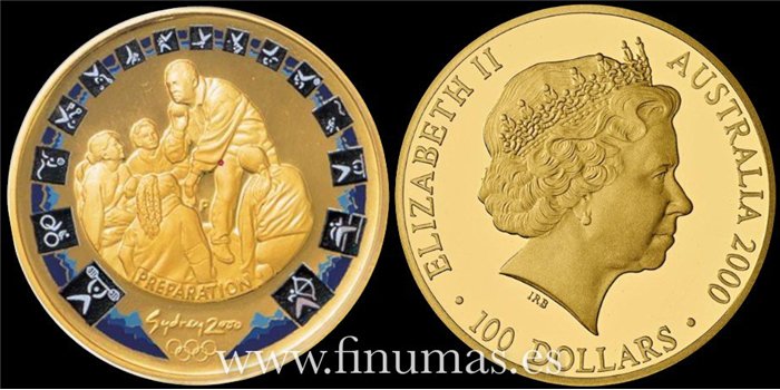 AUSTRALIA - K-0443- 100 DOLLAR 2000 PREPARATION. PROOF- ORO .999