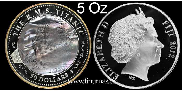 FIJI - 50 DOLAR 2012 100th ANIVERSARIO TITANIC. 5 Oz. PLATA