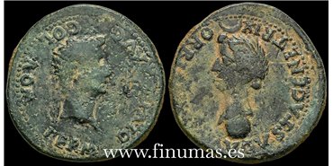 COLONIA ROMULA (SEVILLA) DUPONDIO EPOCA TIBERIO. 14-36 d.C