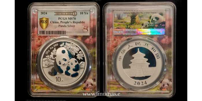 CHINA 1 Ounce Silver PANDA 2024. PCGS MS70