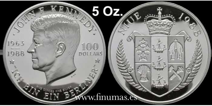 NIUE - K-019.- 100 DOLLAR  John F. Kennedy. PROOF - PLATA