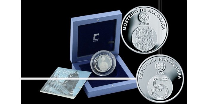 PORTUGAL K-779A.- 5 EUROS 2005 UNESCO - ALCOBAçA. PLATA - PROOF