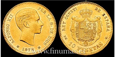 Cy16597F.- ALFONSO XII 10 PESETAS 1878 MADRID (18-78) EMM. MBC+ - ORO