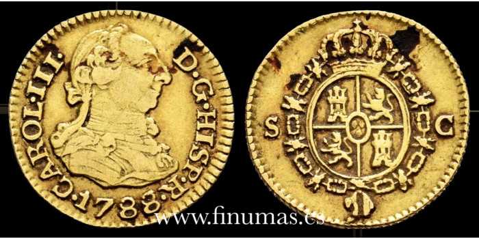 CY11413E.- CARLOS III 1/2 ESCUDO 1788 SEVILLA C. MBC - GOLD