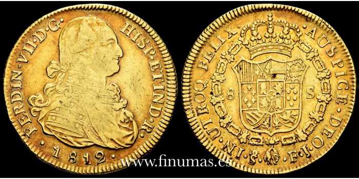 Cy15524.- Fernando VII 8 Escudos 1812 Santiago F.J. MBC+ - ORO