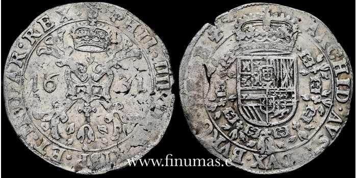 Cyp1631A.- Felipe IV 1/2 Patagon 1631 Amberes. MBC+ - Plata