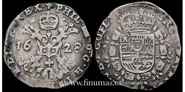 Cyp1628B.- Philip IV 1/4 Patagon 1628 Bruges. MBC - Silver