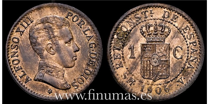 Cy16646H.- ALFONSO XII 1 Centimo 1906 SMV - EBC