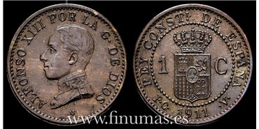 Cy16647F.- ALFONSO XII 1 Centimo 1911 SGV - MBC+
