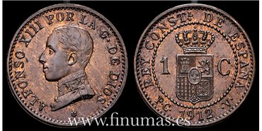Cy16648F.- ALFONSO XII 1 Centimo 1912 PCV - MBC+