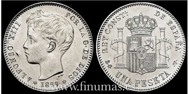 Cy16676K.- ALFONSO XIII 1 Peseta 1899 ( 18-96) S.G.V.-   SC