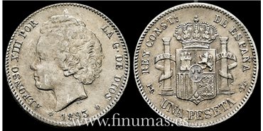 Cy16673F.- ALFONSO XIII 1 Peseta 1893 ( 18-93) P.G.L. - MBC+