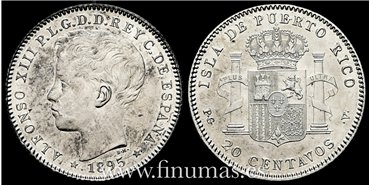 Cy16717F.- ALFONSO XIII 20 Ctv. Peso 1895 Puerto Rico. - EBC