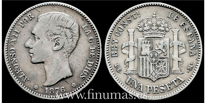 Cy16566C.- ALFONSO XII 1 Peseta 1876 (18-76)   M.S.M. - BC-