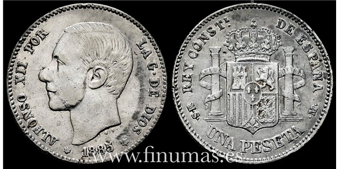 Cy16573D.- ALFONSO XII 1 Peseta 18835 (18-86)   M.S.M. - MBC-