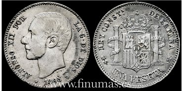 Cy16573D.- ALFONSO XII 1 Peseta 18835 (18-86)   M.S.M. - MBC-