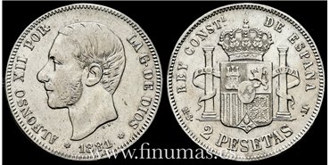 Cy16575F- ALFONSO XII 2 Peseta 1881 (18-81)   M.S.M. - MBC