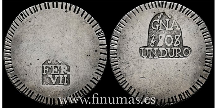 Cy14914F.- FERNANDO VII UN DURO 1808 Gerona. MBC+