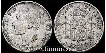 Cy16577D- ALFONSO XII 2 Peseta 1882 (18-82)   M.S.M. - MBC-