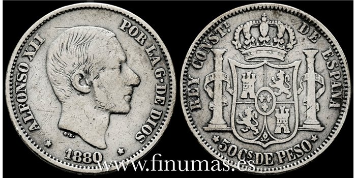 Cy16630C- ALFONSO XII 40  Ctv. Peso  1880 Manila - BC+