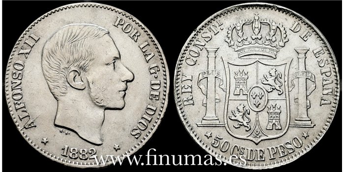 Cy16633E-2- ALFONSO XII 40  Ctv. Peso  1882 Manila - MBC
