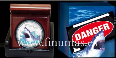 TUVALU K-062.-  1 DOLLAR 2007. - Deadly & Dangerous - Tiburon Blanco. Plata - PROOF