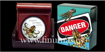 TUVALU K-076.-  1 DOLLAR 2008. - Deadly & Dangerous - Pulpo de Anillos Azules. Plata - PROOF