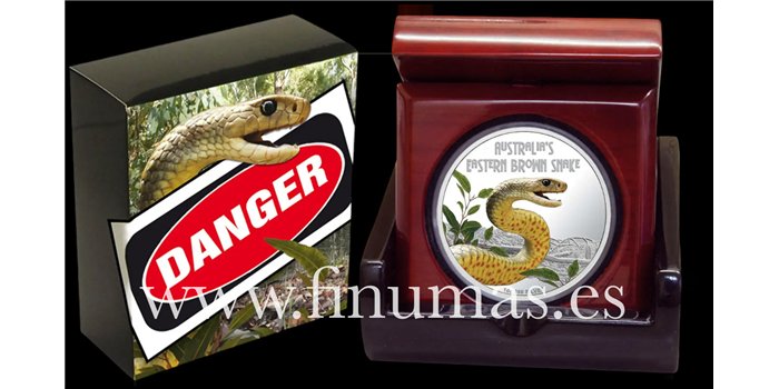 TUVALU K-134.-  1 DOLLAR 2010. - Deadly & Dangerous - Serpiente Marron. Plata - PROOF