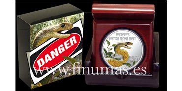 TUVALU K-134.-  1 DOLLAR 2010. - Deadly & Dangerous - Serpiente Marron. Plata - PROOF