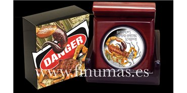 TUVALU K-255.-  1 DOLLAR 2014. - Deadly & Dangerous - Escorpion Cazador. Plata - PROOF