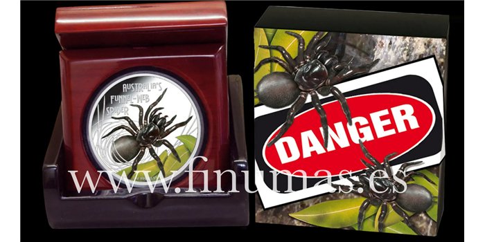 TUVALU K-265.-  1 DOLLAR 2012. - Deadly & Dangerous - Araña Tubo. Plata - PROOF