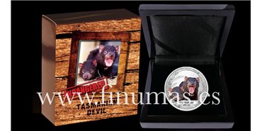 TUVALU K-244.-  1 DOLLAR 2013. - Endangered & Extinct - Demonio de Tasmania. Plata - PROOF