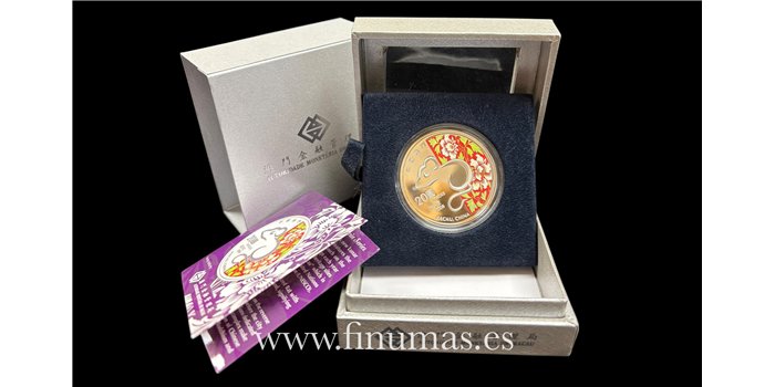 MACAO k-142.- 20 PATACAS 2008 Calendario Lunar. Año de la Rata. Plata - PROOF