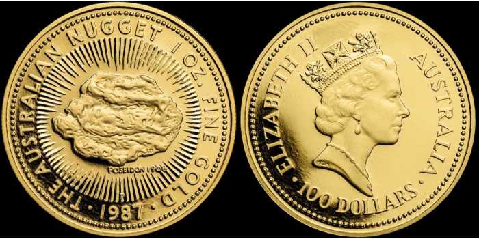 AUSTRALIA K-0098 - 100 DOLAR NUGGET 1987 "POSEIDON" - ORO