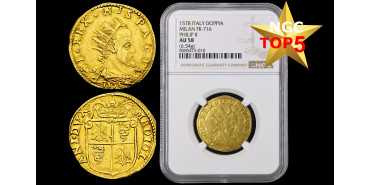 Cy03952DM.- FELIPE II - DOPPIA 1578 MILAN. NGC AU58