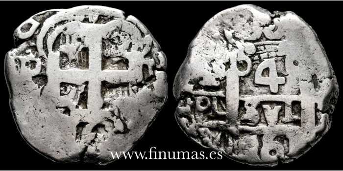 Cy10933.- CARLOS III - 4 Reales Macuquinos 1761 Potosí. MBC - Silver