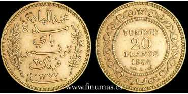 TUNEZ - K-227 - 20 Francos 1904 A. EBC - ORO