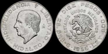 MEXICO - K-474 - 10 PESOS 1956 - EBC/SC