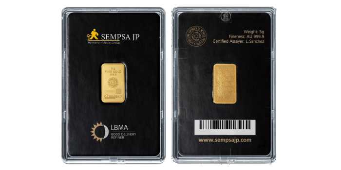 Gold ingot 5 grams .999 BLISTER - SEMPSA
