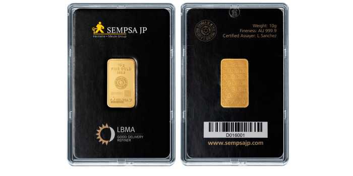 Lingote de oro 10 gramos .999 BLISTER - SEMPSA