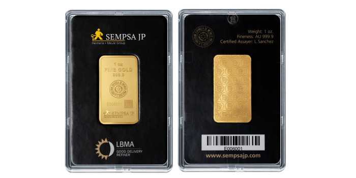 Lingote de oro 1onza (31,10g) .999 BLISTER - SEMPSA