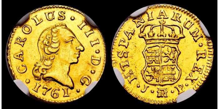 copy of Cy11594.- CARLOS III 2 ESCUDOS 1761 POPAYAN J. B.C- ORO