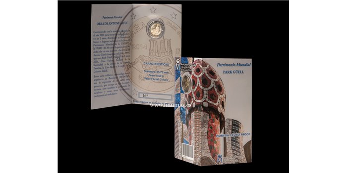 CARTERA EURO B.U. SET 2 EUROS ESPAÑA 2014 PARK GUELL -PROOF