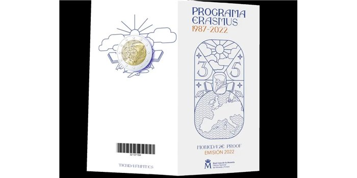 CARTERA EURO B.U. SET 2 EUROS ESPAÑA 2022 ERASMUS -PROOF