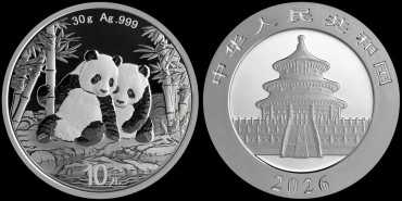 CHINA  1 Onza Plata PANDA 2026