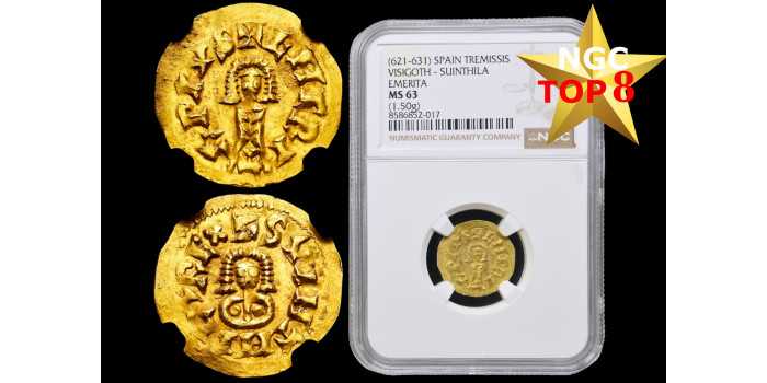 VG260.- TREMISIS SUINTHILA - EMERITA 621-631. NGC MS63 - GOLD