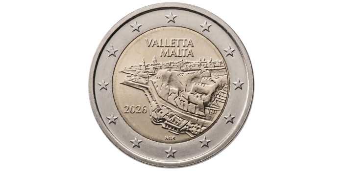 2 EURO COMMEMORATIVE MALTA 2026 "VALLETTA" COINS