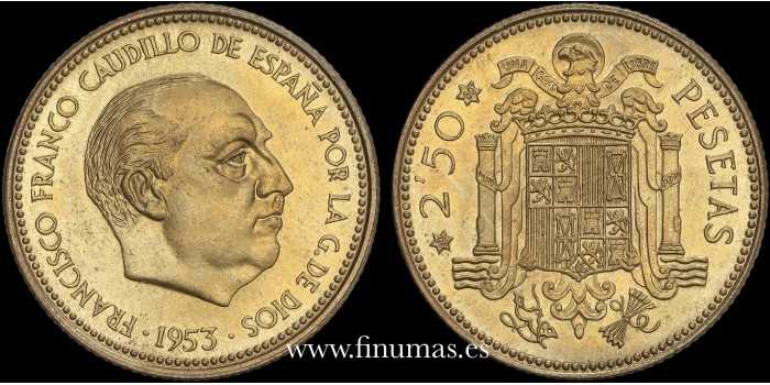 copy of Cy16884M.- 2'50 PESETAS 1953/69 PROOF