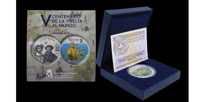 10 Euros - 8 Reales V Centenario Vuelta al Mundo. La Salida. Plata - Proof 2019