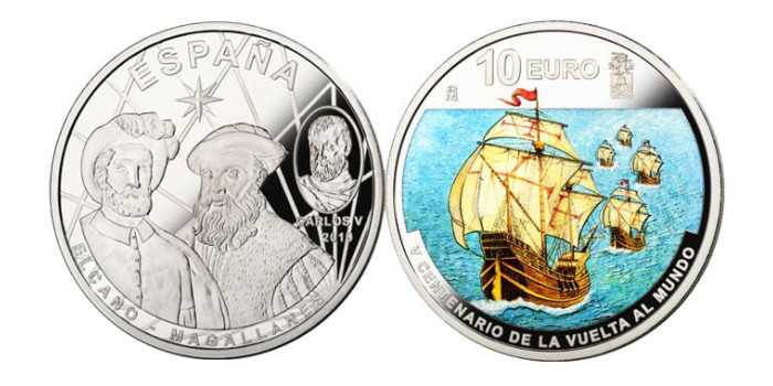 10 Euros - 8 Reales V Centenario Vuelta al Mundo. La Salida. Plata - Proof 2019